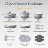 image:imageCAROTE 20Pcs Titanium Cookware Set Pots and Pans Set Non Stick Kitchen Cooking Set with Detachable Handle Non Toxic Induction Cookware DishwasherOven SafeGradient Grey
