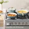 image:imageCAROTE 20Pcs Titanium Cookware Set Pots and Pans Set Non Stick Kitchen Cooking Set with Detachable Handle Non Toxic Induction Cookware DishwasherOven SafeGradient Green