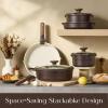 image:imageCAROTE 20Pcs Titanium Cookware Set Pots and Pans Set Non Stick Kitchen Cooking Set with Detachable Handle Non Toxic Induction Cookware DishwasherOven SafeBrown