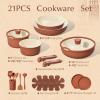 image:imageCAROTE 21Piece Ceramic Cookware Set Nonstick Pots and Pans Set with Detachable Handle NonToxic Kitchen Cooking Set Induction Compatible Dishwasher amp Oven Safe TerracottaTerracotta