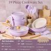 image:imageCAROTE Pots and Pans Set Nonstick Cookware Set Detachable Handle 19pcs Induction Kitchen Cookware Sets Non Stick with Removable Handle RV Cookware Set Oven Safe PinkPurple