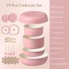 image:imageCAROTE Pots and Pans Set Nonstick Cookware Set Detachable Handle 19pcs Induction Kitchen Cookware Sets Non Stick with Removable Handle RV Cookware Set Oven Safe PinkPink