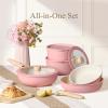 image:imageCAROTE Pots and Pans Set Nonstick Cookware Set Detachable Handle 19pcs Induction Kitchen Cookware Sets Non Stick with Removable Handle RV Cookware Set Oven Safe PinkPink