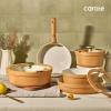 image:imageCarote 21pcs Ceramic Cookware Set with Detachable Handles Pots and Pans Set Non Stick RV Kitchen Cooking Pot and Pan Dishwasher Safe Nontoxic Induction Cookware PFAS and PFOA Free Olive GreenOrange
