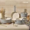 image:imageCarote 21pcs Ceramic Cookware Set with Detachable Handles Pots and Pans Set Non Stick RV Kitchen Cooking Pot and Pan Dishwasher Safe Nontoxic Induction Cookware PFAS and PFOA Free Olive GreenGray