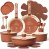 image:imageCAROTE 21Piece Ceramic Cookware Set Nonstick Pots and Pans Set with Detachable Handle NonToxic Kitchen Cooking Set Induction Compatible Dishwasher amp Oven Safe TerracottaTerracotta