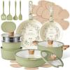 image:imageCAROTE 25Piece Ceramic Cookware Set Nonstick Pots and Pans Set with Detachable Handle NonToxic Kitchen Cooking Set Dishwasher amp Oven Safe Induction Compatible PFAS Free GreenGreen