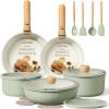 image:imageCAROTE Pots and Pans Set Nonstick Cookware Set Detachable Handle 19pcs Induction Kitchen Cookware Sets Non Stick with Removable Handle RV Cookware Set Oven Safe PinkSage Green