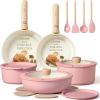 image:imageCAROTE Pots and Pans Set Nonstick Cookware Set Detachable Handle 19pcs Induction Kitchen Cookware Sets Non Stick with Removable Handle RV Cookware Set Oven Safe PinkPink