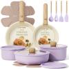 image:imageCAROTE Pots and Pans Set Nonstick Cookware Set Detachable Handle 19pcs Induction Kitchen Cookware Sets Non Stick with Removable Handle RV Cookware Set Oven Safe PinkPurple