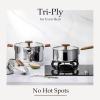 image:imageCAROTE15Qt amp 3Qt Stainless Steel Saucepan Set Triple Ply Stainless Steel Pot Saucepan with Glass Lid Small Sauce Pot with Wooden Handle Easy Pour Rim Mothers Day GiftsSilver