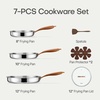 image:imageCAROTE 3Piece TriPly Stainless Steel Frying Pan Set Skillet Set 81012 Induction Compatible Oven amp Dishwasher Safe Silver HandleGold