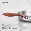 image:imageCAROTE 3Piece TriPly Stainless Steel Frying Pan Set Skillet Set 81012 Induction Compatible Oven amp Dishwasher Safe Silver HandleGold