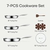 image:imageCAROTE 3Piece TriPly Stainless Steel Frying Pan Set Skillet Set 81012 Induction Compatible Oven amp Dishwasher Safe Silver HandleSilver