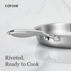 image:imageCAROTE 3Piece TriPly Stainless Steel Frying Pan Set Skillet Set 81012 Induction Compatible Oven amp Dishwasher Safe Silver HandleSilver