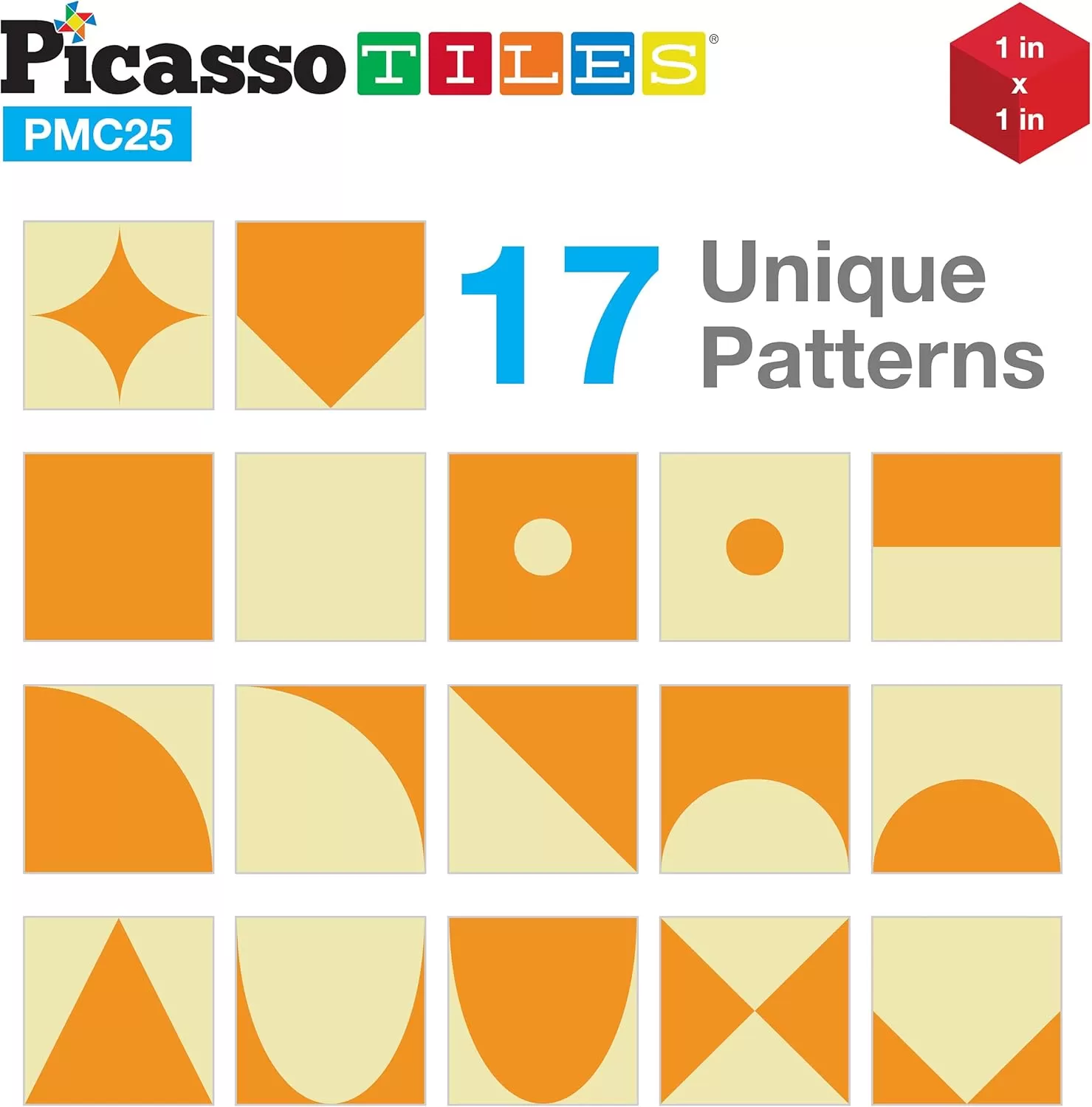 imagePicasso Cubes 25 Piece Magnetic Puzzle Game Magic Cube Puzzles Brain Teaser Set Kids Toy Magnet Pattern Block Matching Toys with Free Ideabook 150 Inspirations Included STEM Learning Early Education