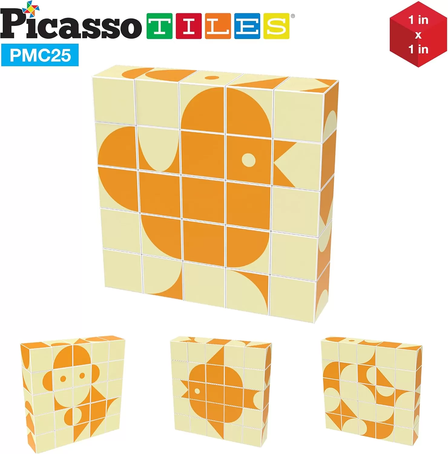 imagePicasso Cubes 25 Piece Magnetic Puzzle Game Magic Cube Puzzles Brain Teaser Set Kids Toy Magnet Pattern Block Matching Toys with Free Ideabook 150 Inspirations Included STEM Learning Early Education