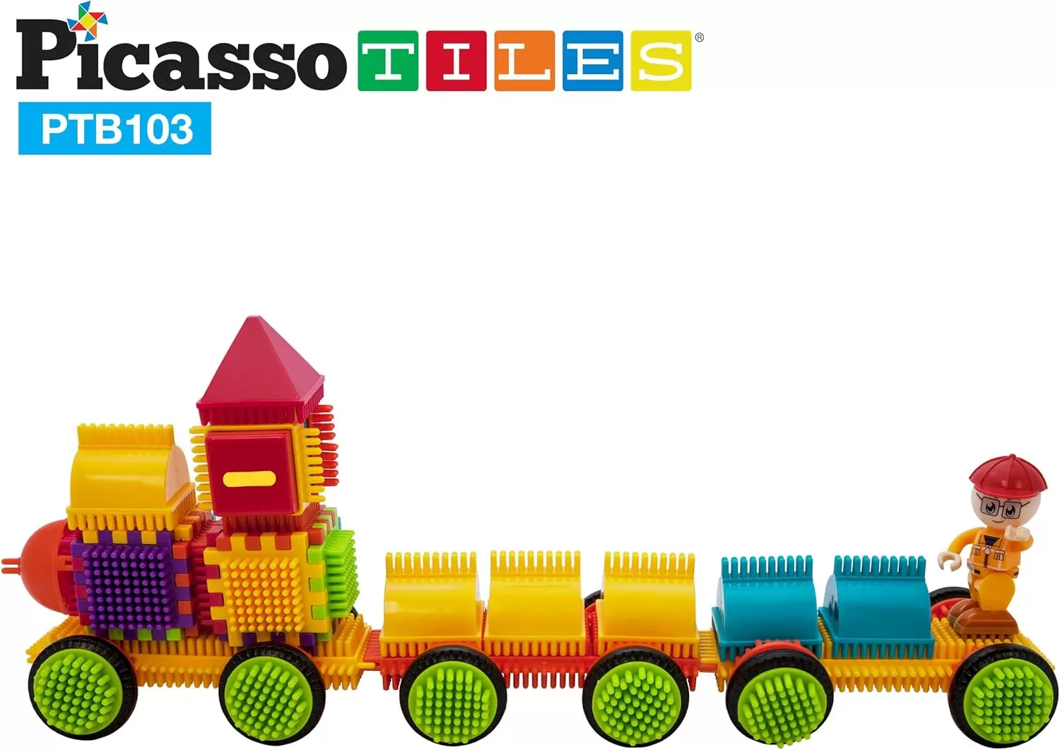 imagePicasso Toys PTB103 Alphabet ampamp Numerical Train 103pc Hedgehog Block Shape Blocks Building Tiles Set Construction Learning Toy Stacking Educational Block Creativity Beyond Imagination Inspirational