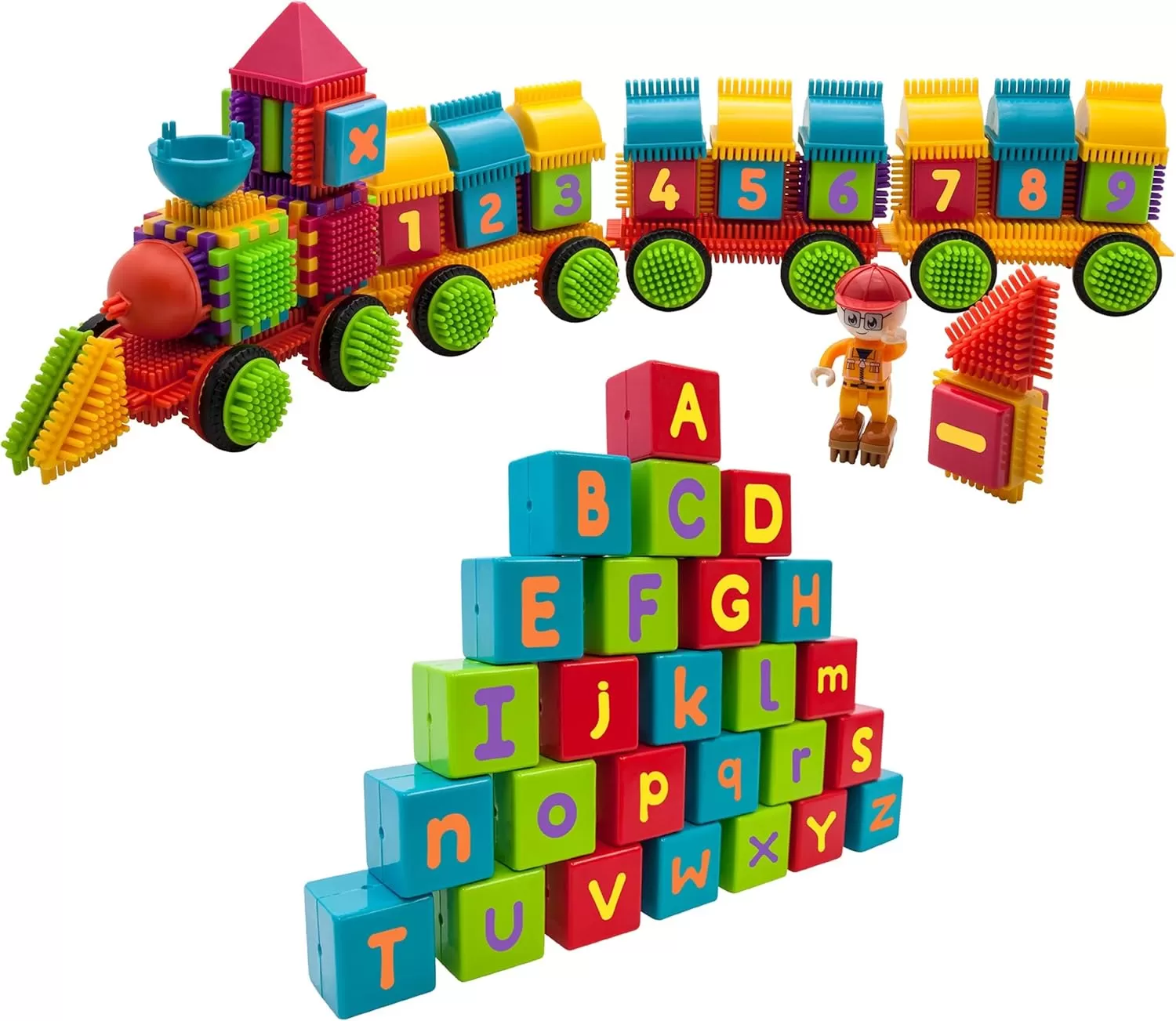 imagePicasso Toys PTB103 Alphabet ampamp Numerical Train 103pc Hedgehog Block Shape Blocks Building Tiles Set Construction Learning Toy Stacking Educational Block Creativity Beyond Imagination Inspirational