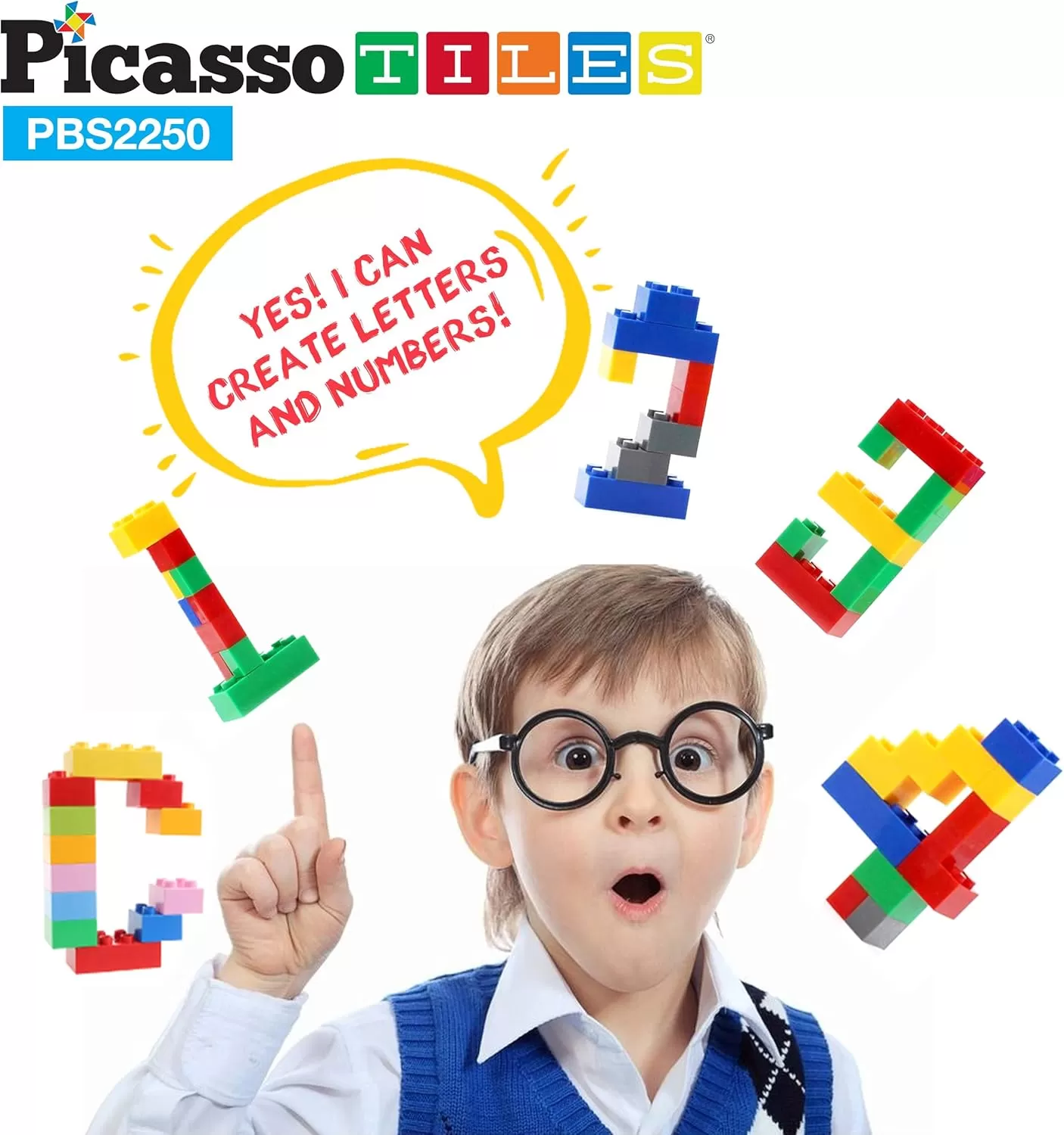 imagePicassoTiles 100 Piece Large Construction Brick Building Blocks STEM Bricks Toy Set Creative Learning Early Education Playset 5 Colors 4 Unique Shapes Mix ampamp Match Toys for Kids Boys Girls Child Age 3PBS2250