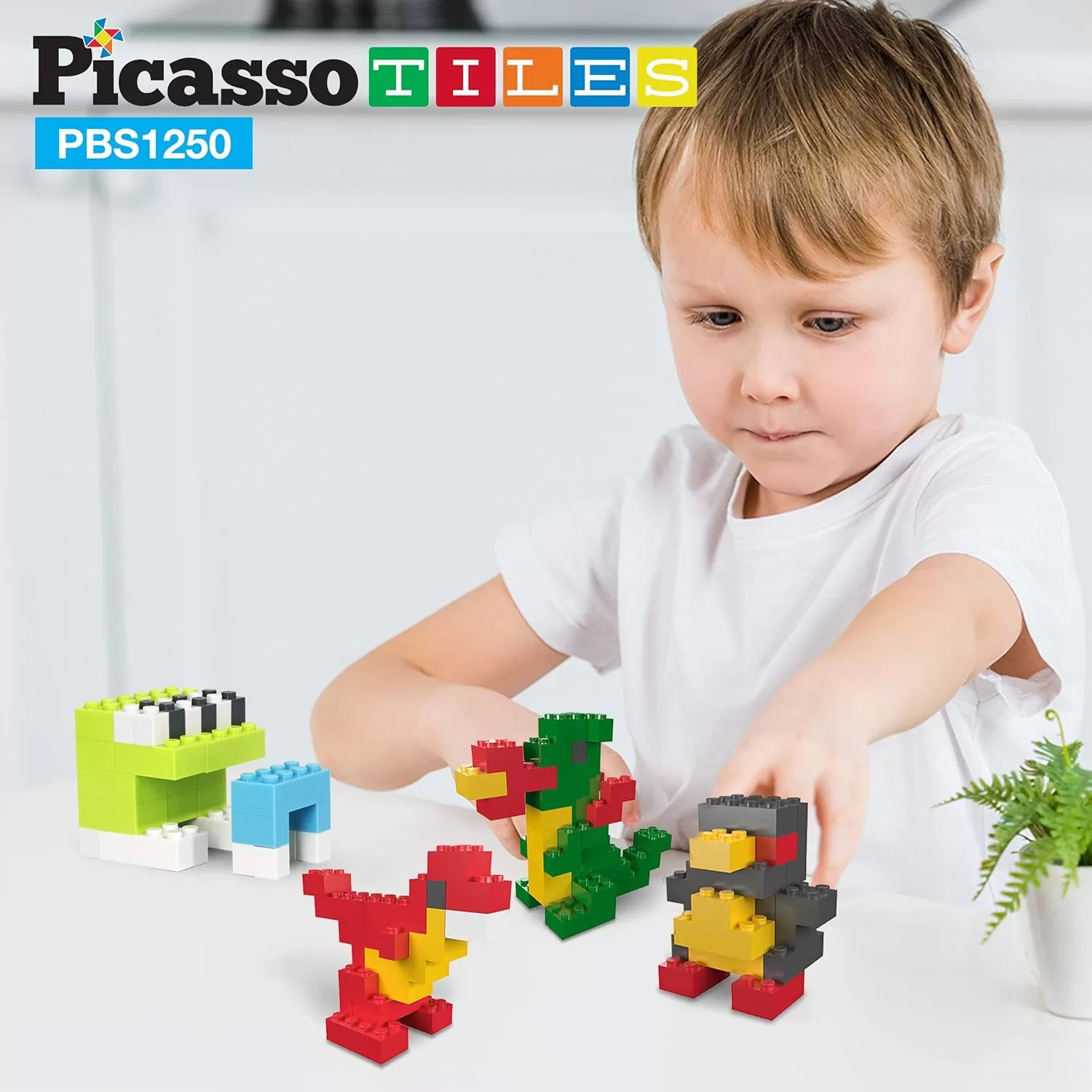 imagePicassoTiles 100 Piece Large Construction Brick Building Blocks STEM Bricks Toy Set Creative Learning Early Education Playset 5 Colors 4 Unique Shapes Mix ampamp Match Toys for Kids Boys Girls Child Age 3PBS1250