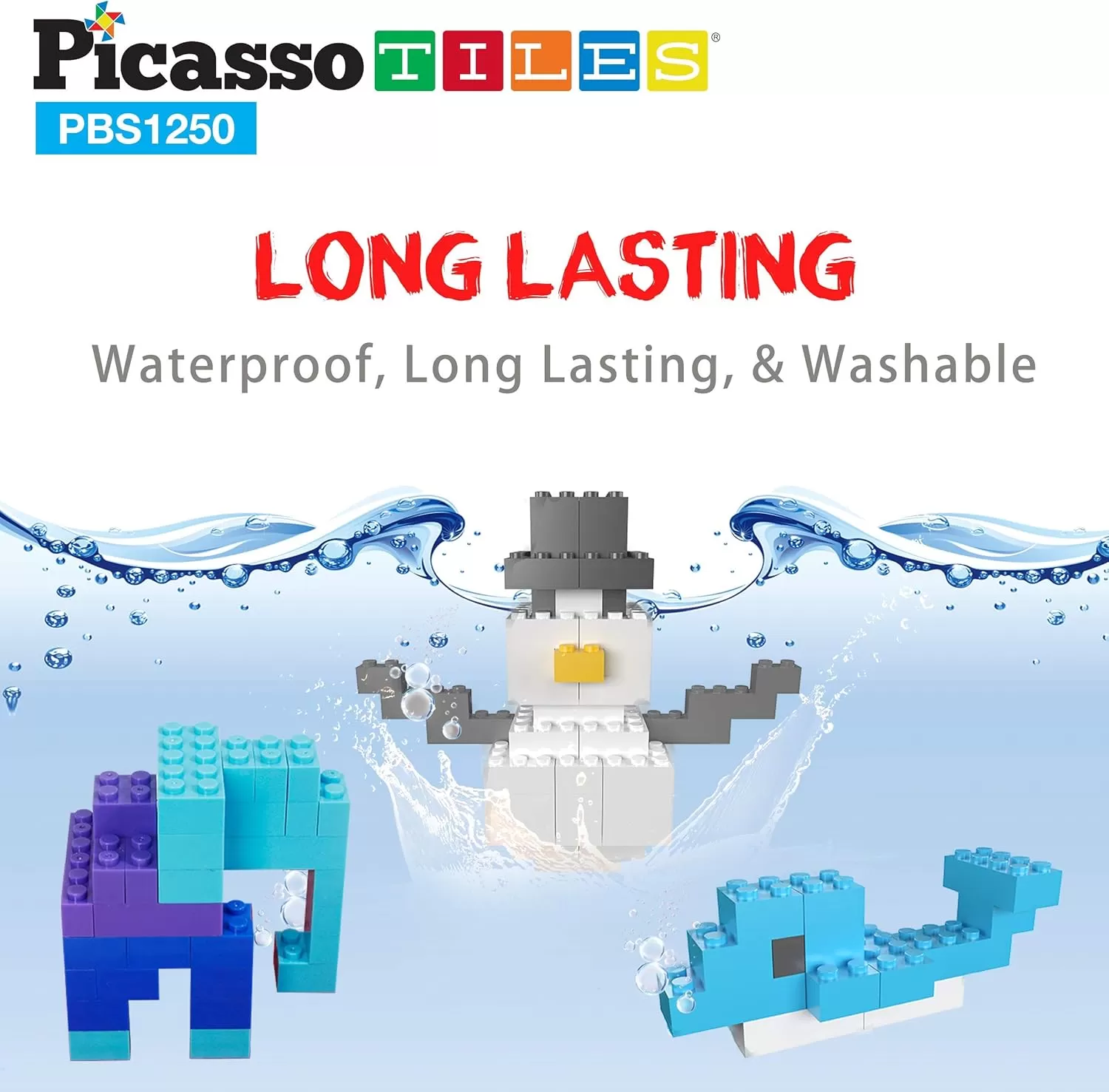 imagePicassoTiles 100 Piece Large Construction Brick Building Blocks STEM Bricks Toy Set Creative Learning Early Education Playset 5 Colors 4 Unique Shapes Mix ampamp Match Toys for Kids Boys Girls Child Age 3PBS1250