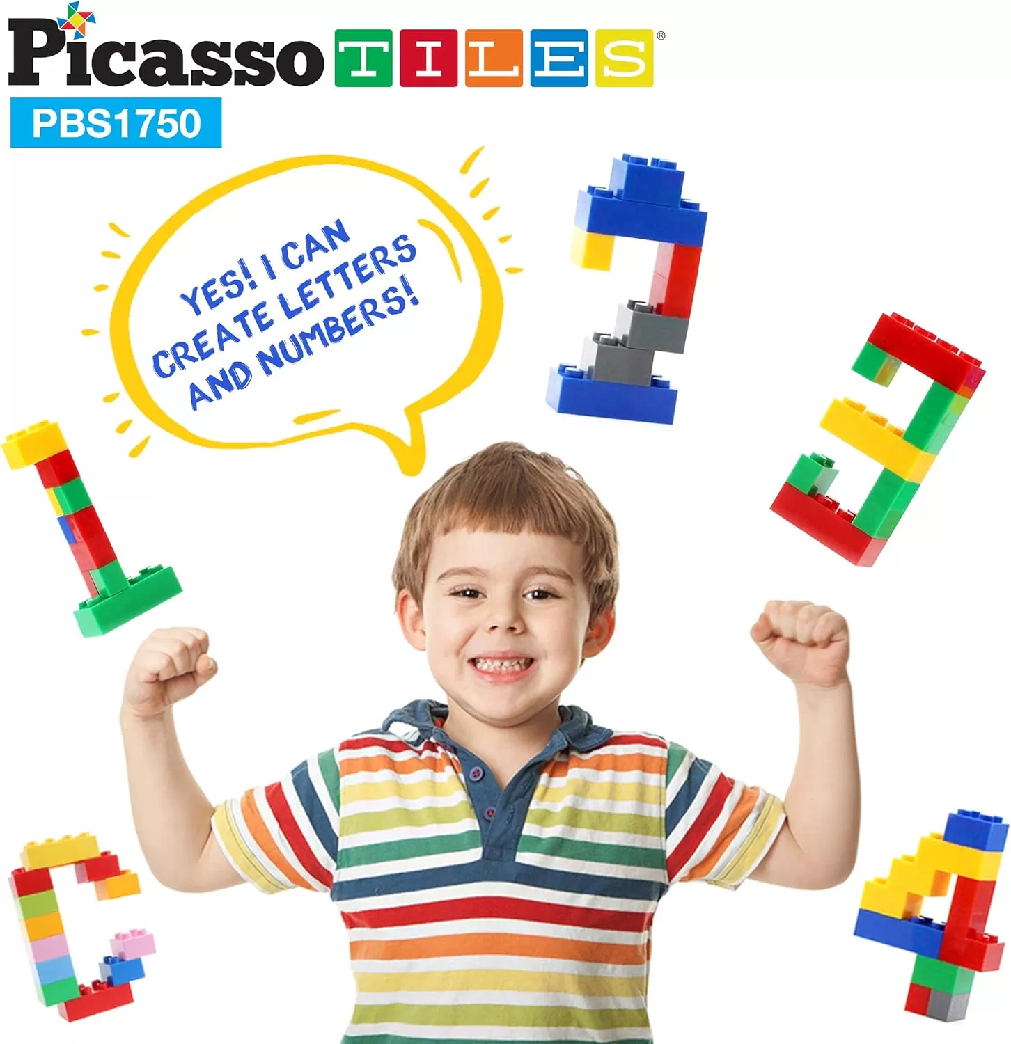 imagePicassoTiles 100 Piece Large Construction Brick Building Blocks STEM Bricks Toy Set Creative Learning Early Education Playset 5 Colors 4 Unique Shapes Mix ampamp Match Toys for Kids Boys Girls Child Age 3PBS1750