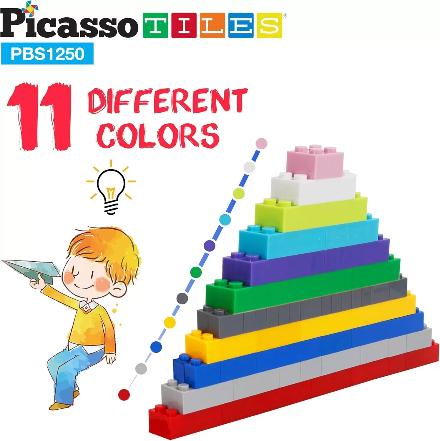 imagePicassoTiles 100 Piece Large Construction Brick Building Blocks STEM Bricks Toy Set Creative Learning Early Education Playset 5 Colors 4 Unique Shapes Mix ampamp Match Toys for Kids Boys Girls Child Age 3PBS1250