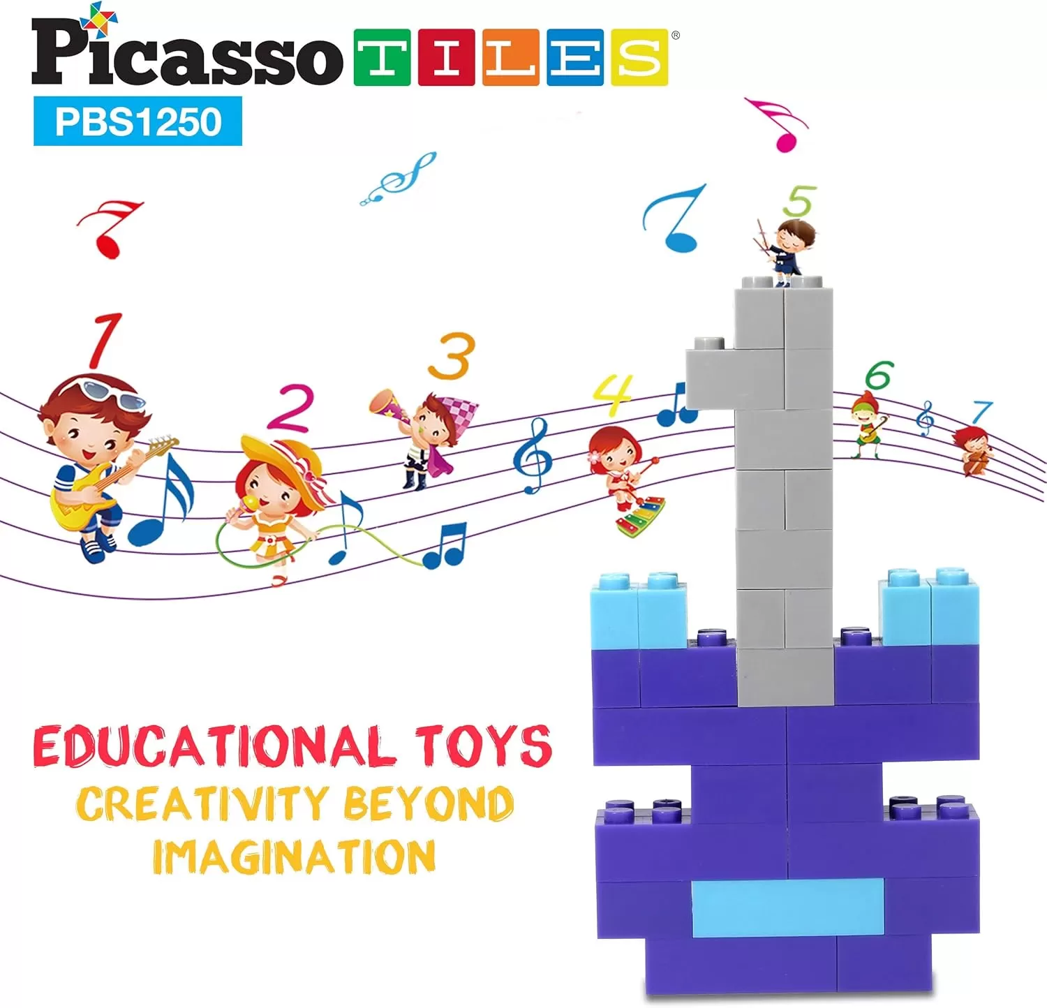 imagePicassoTiles 100 Piece Large Construction Brick Building Blocks STEM Bricks Toy Set Creative Learning Early Education Playset 5 Colors 4 Unique Shapes Mix ampamp Match Toys for Kids Boys Girls Child Age 3PBS1250