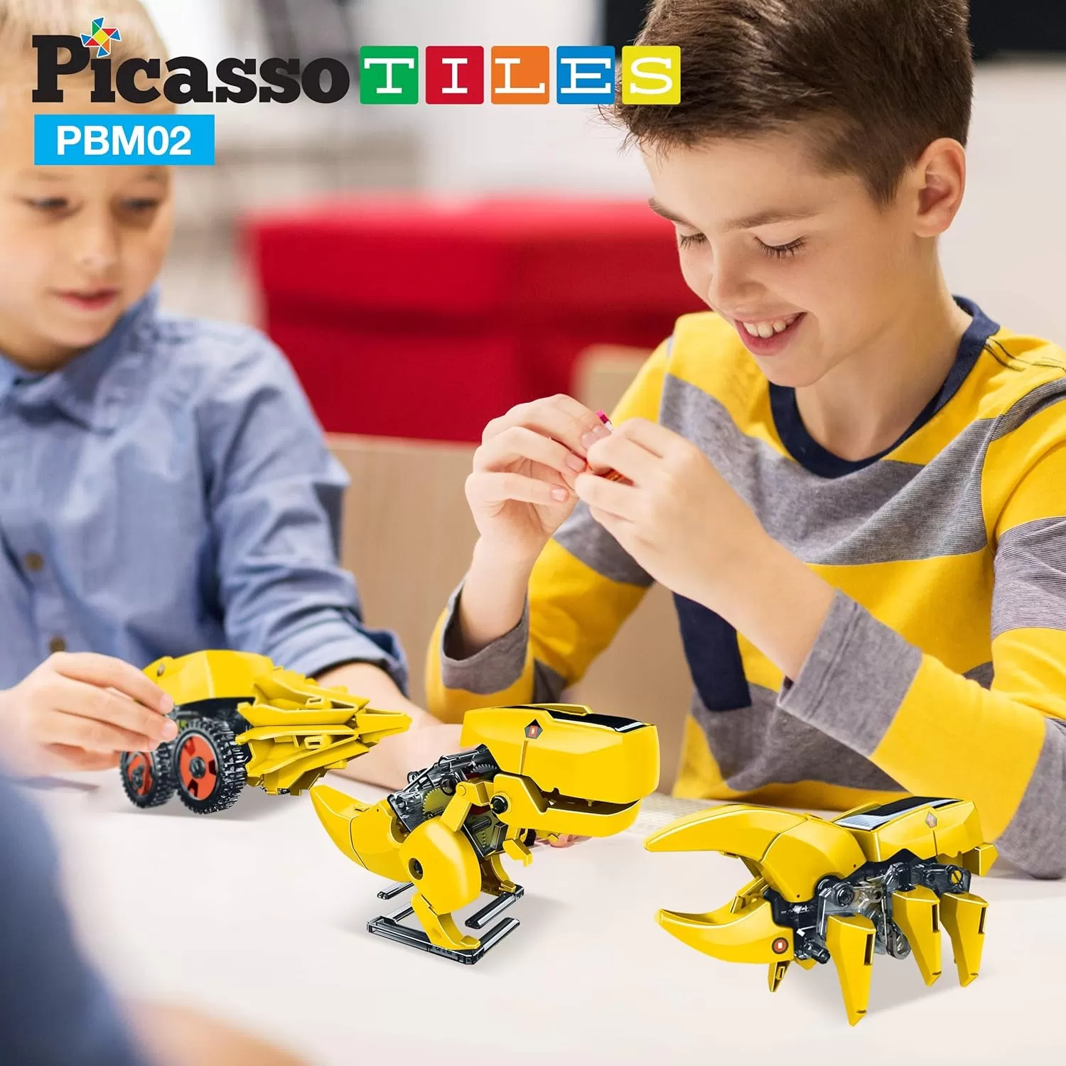 imagePicassoTiles 152 Pieces Building Block Set Kid Toy STEM Construction Sensory Toys Gifts Engineering Kit Educational wIdea Book Design Guide Storage Carry Box Power Drill Ratchet Age 3 PTN1523in1 Dinosaur