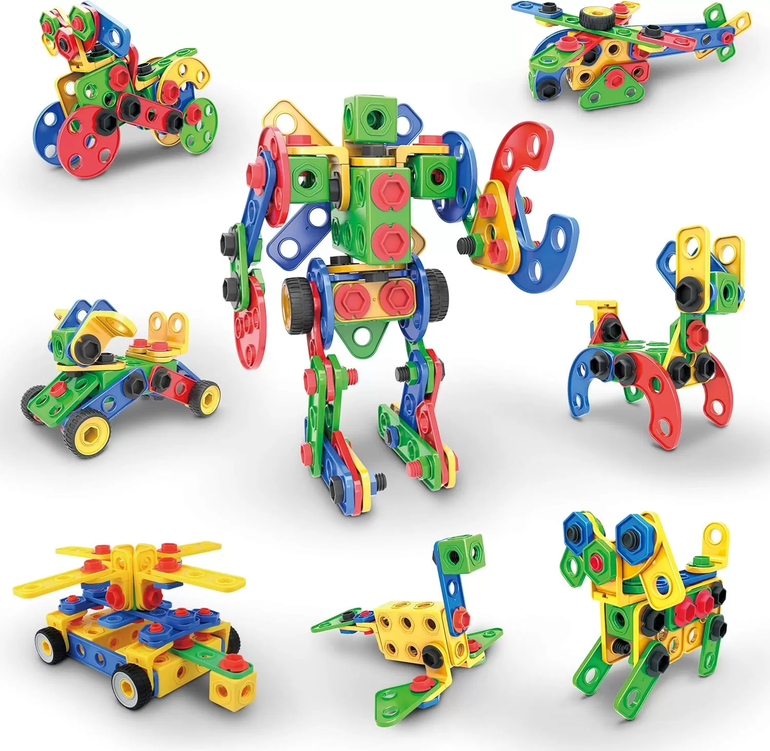 imagePicassoTiles 152 Pieces Building Block Set Kid Toy STEM Construction Sensory Toys Gifts Engineering Kit Educational wIdea Book Design Guide Storage Carry Box Power Drill Ratchet Age 3 PTN152152PC w Bin