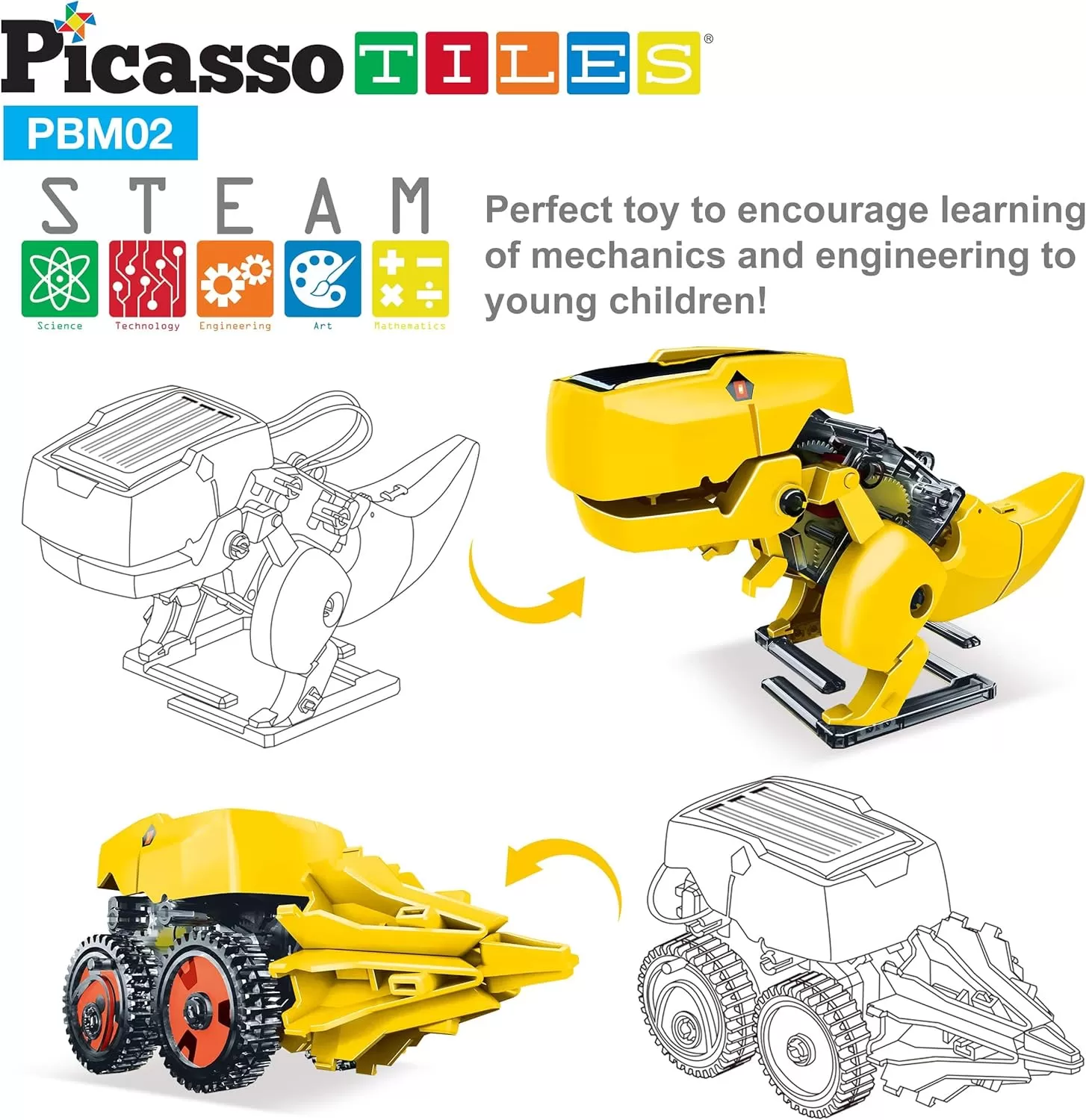 imagePicassoTiles 152 Pieces Building Block Set Kid Toy STEM Construction Sensory Toys Gifts Engineering Kit Educational wIdea Book Design Guide Storage Carry Box Power Drill Ratchet Age 3 PTN1523in1 Dinosaur