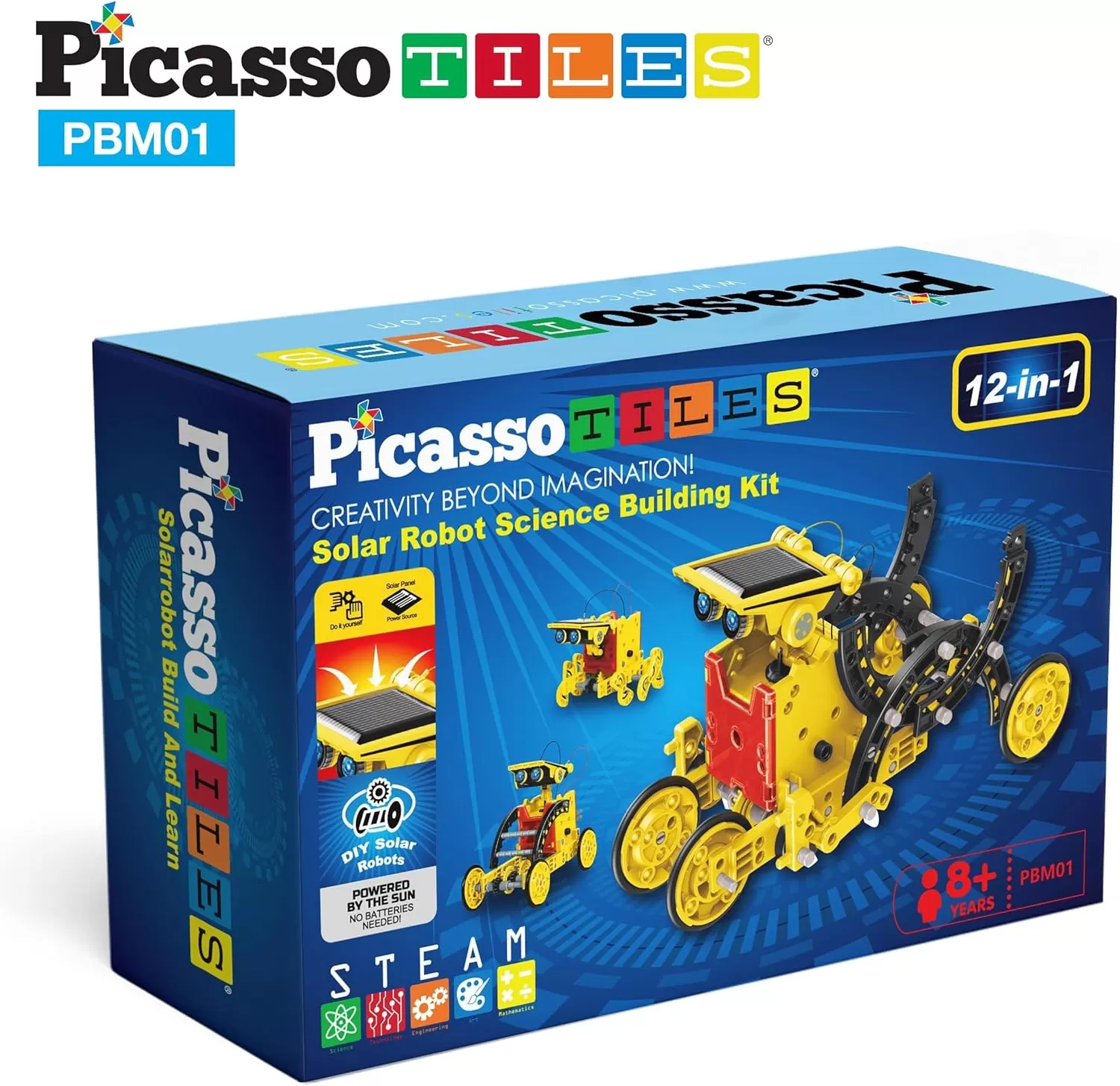 imagePicassoTiles 152 Pieces Building Block Set Kid Toy STEM Construction Sensory Toys Gifts Engineering Kit Educational wIdea Book Design Guide Storage Carry Box Power Drill Ratchet Age 3 PTN15212in1 Robot