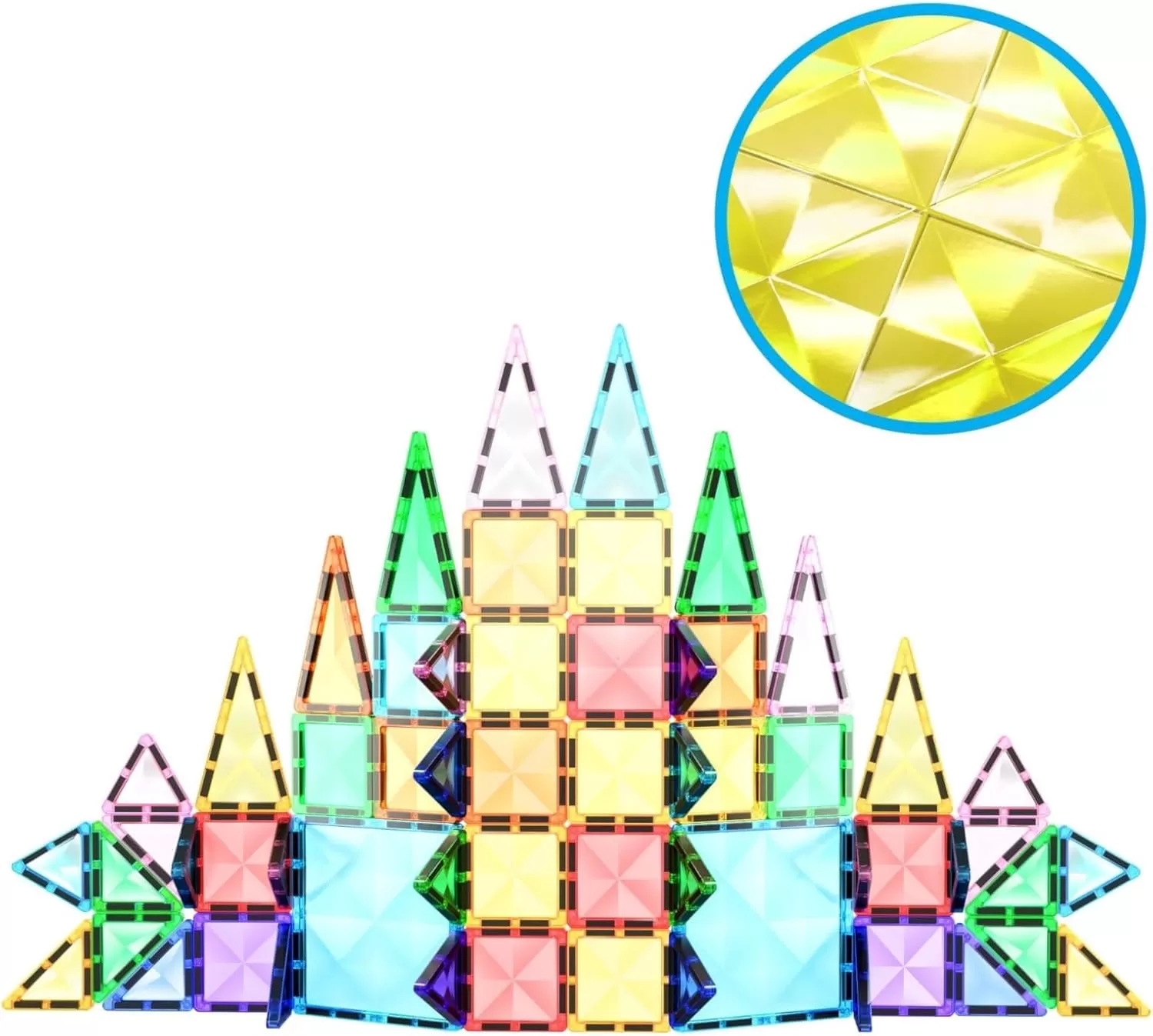 imagePicassoTiles 60 Piece Magnetic Building Block Mini Diamond Series Travel Size OnTheGo Construction Toy Set STEM Learning Kit Educational Playset Child Brain Development Stacking Blocks PTM60