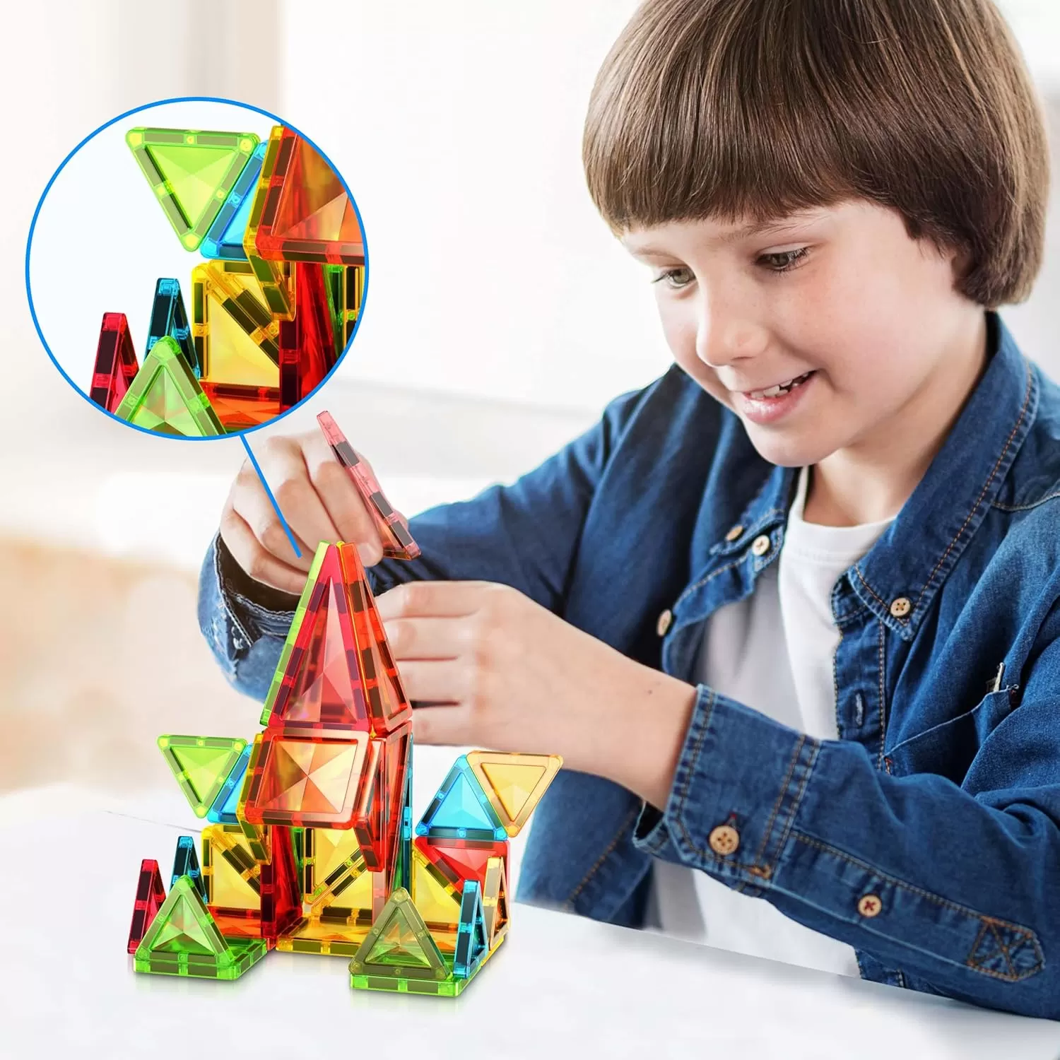 imagePicassoTiles 80 Piece Mini Size Magnetic Tiles Sensory Magnet Toys Diamond Series Construction Building Blocks Set STEM Learning Travel Size Educational Toy for Kids Boys Girls Toddlers Age 3 PTM8036pc