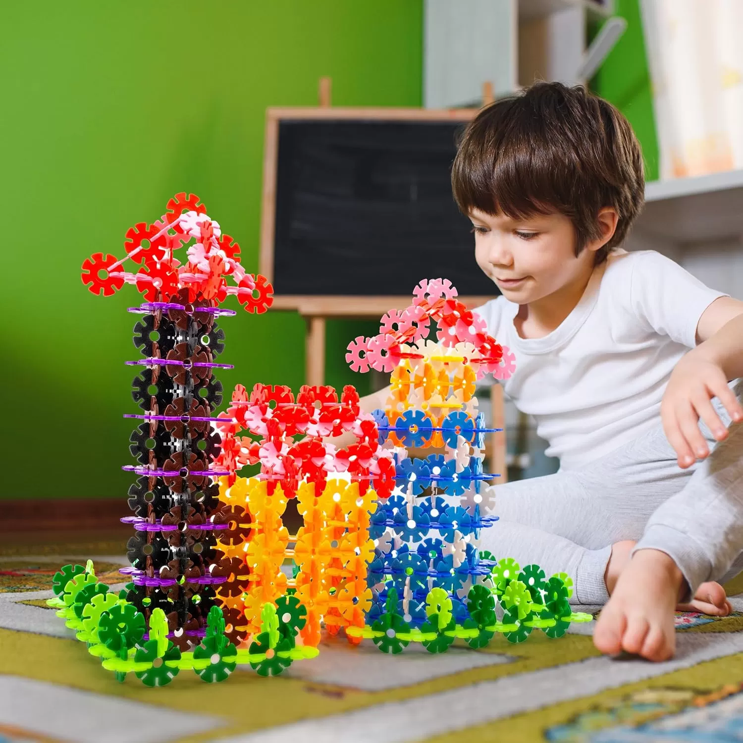 imagePicassoTiles Construction Building Chips Block 300 Piece Set Interlocking Plastic Disc STEM Learning Toy Creative Education Child Brain Development Play for Toddler Kids Boys Girls Ages 3 ampamp Up PTF300