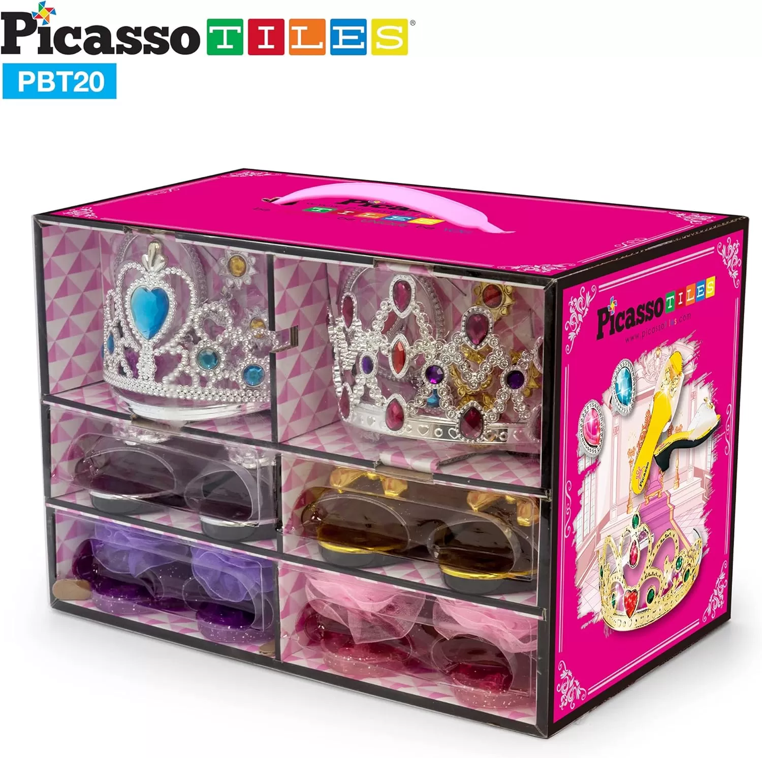 imagePicassoTiles Kids Fairytale Royal Princess Dress Up Pretend Play Tiara Jewelry Boutique Shoes ampamp Fashion Accessories Toy Collection For Girls Children Ages 5 STEM Creative Imagination Toys