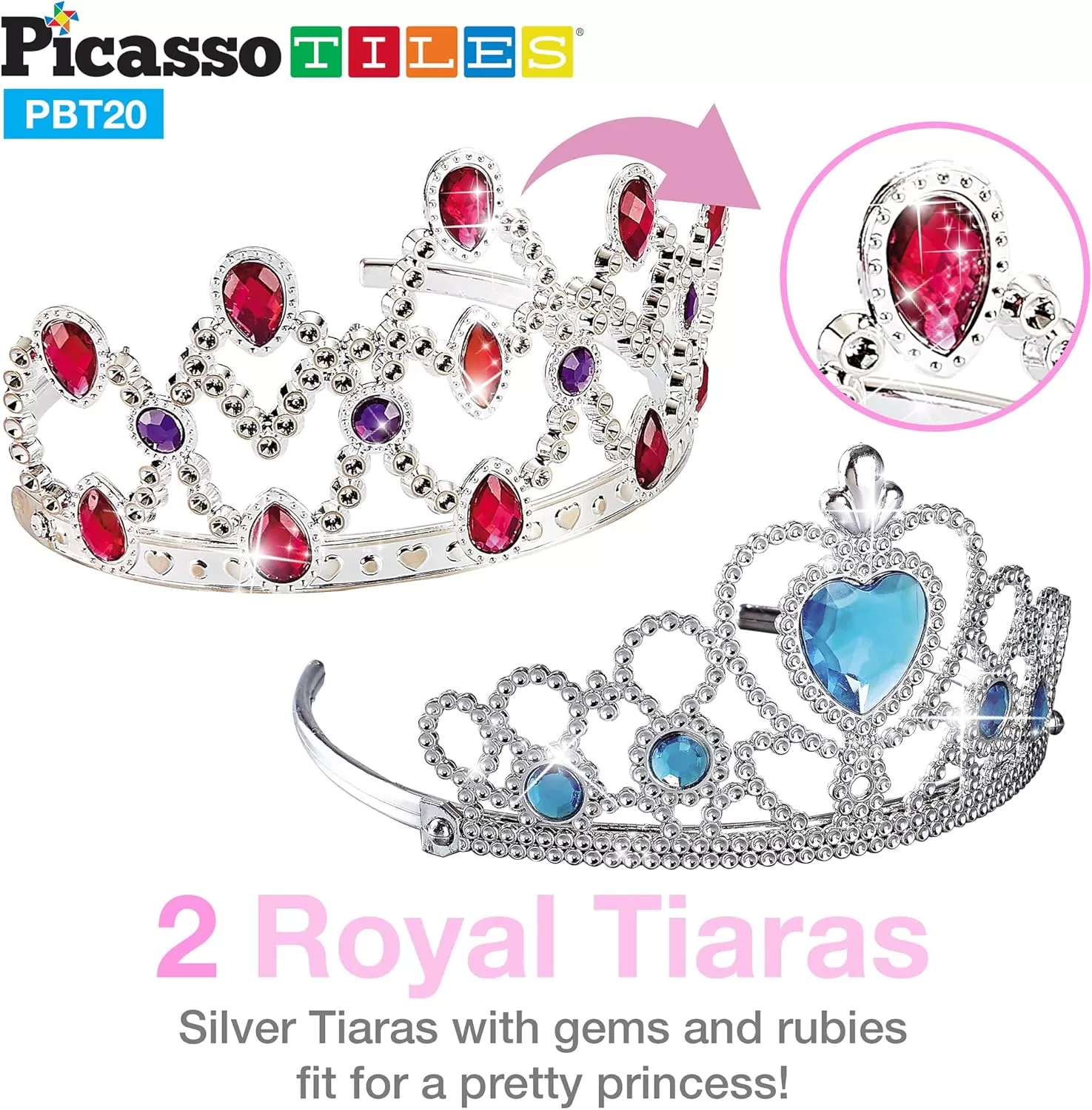 imagePicassoTiles Kids Fairytale Royal Princess Dress Up Pretend Play Tiara Jewelry Boutique Shoes ampamp Fashion Accessories Toy Collection For Girls Children Ages 5 STEM Creative Imagination Toys