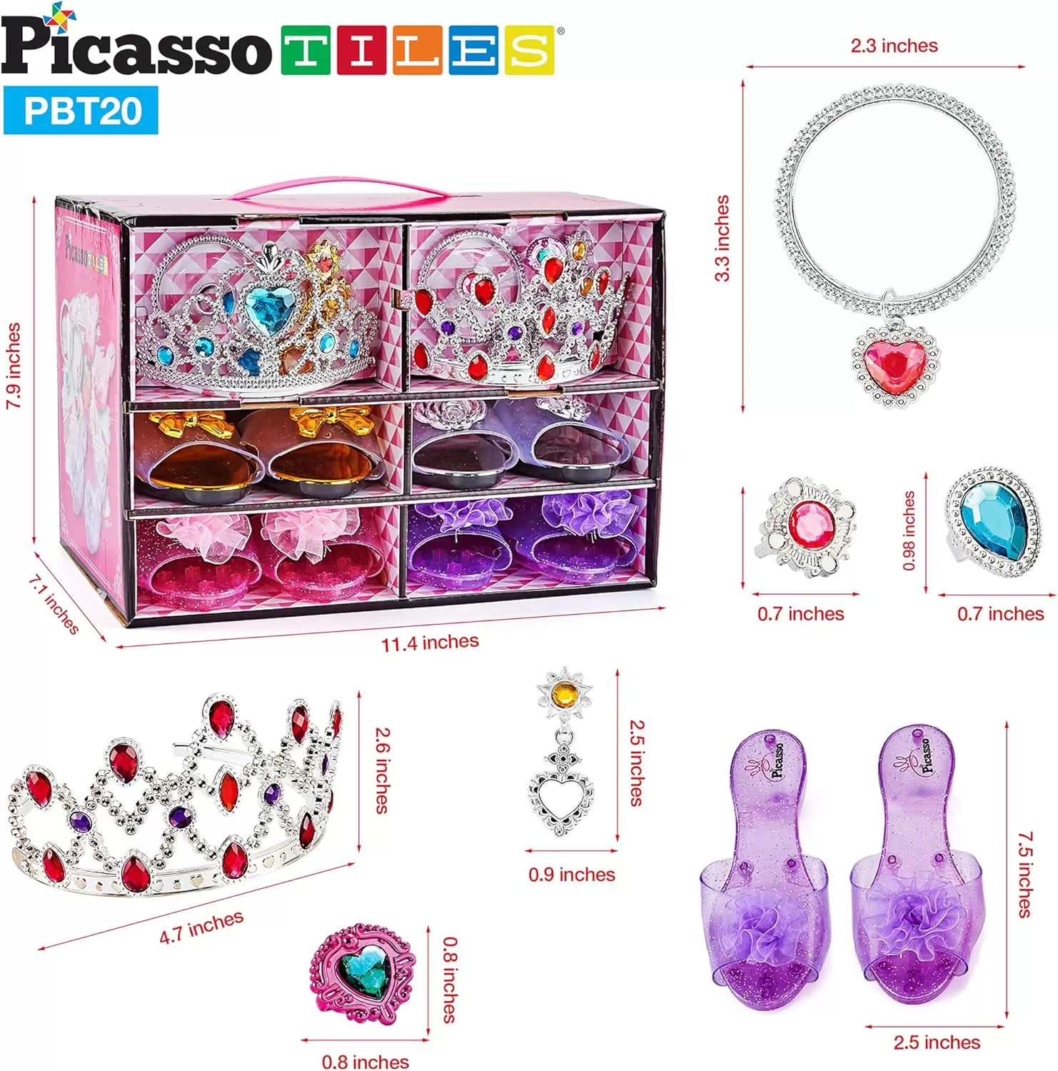 imagePicassoTiles Kids Fairytale Royal Princess Dress Up Pretend Play Tiara Jewelry Boutique Shoes ampamp Fashion Accessories Toy Collection For Girls Children Ages 5 STEM Creative Imagination Toys