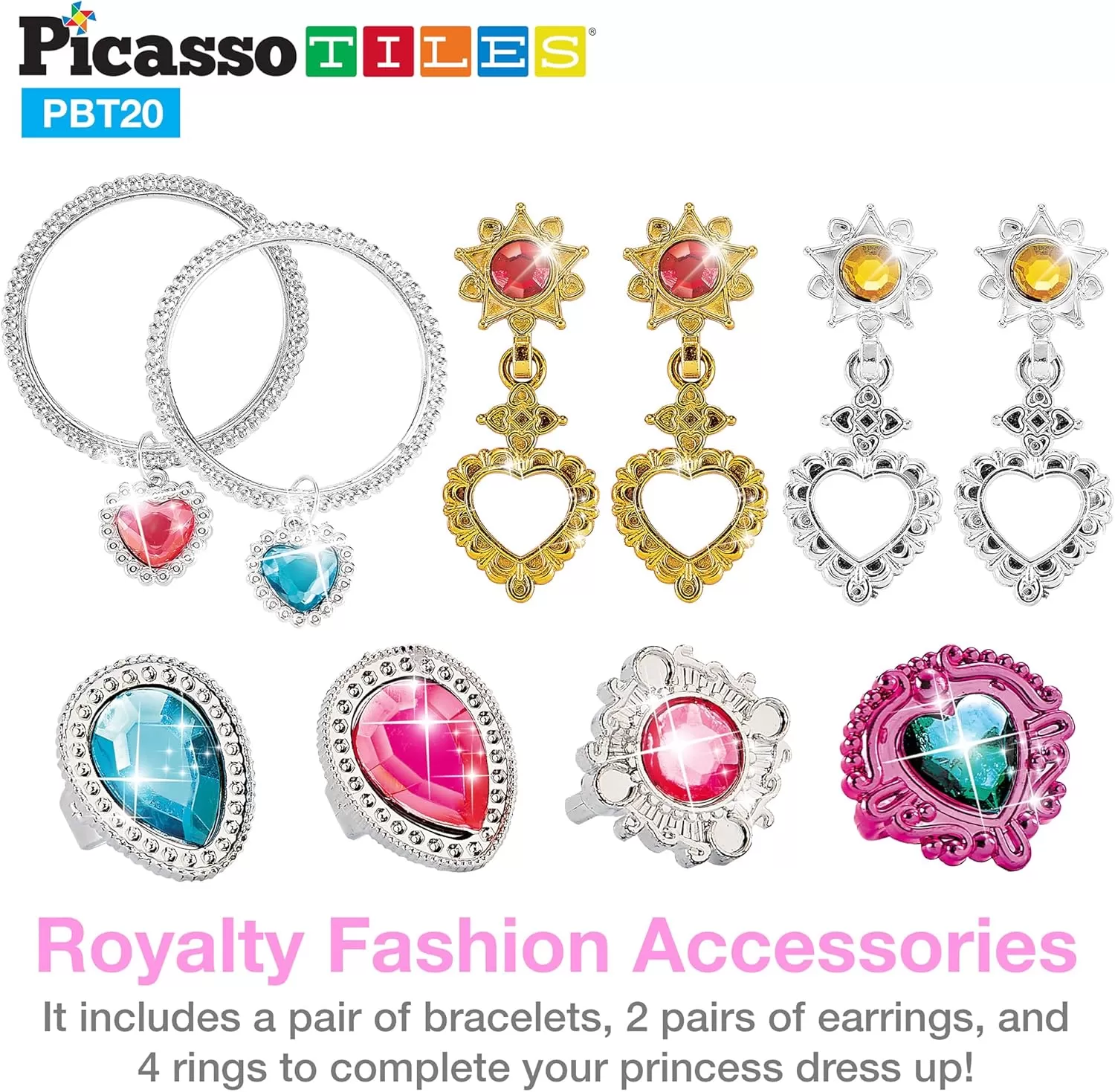 imagePicassoTiles Kids Fairytale Royal Princess Dress Up Pretend Play Tiara Jewelry Boutique Shoes ampamp Fashion Accessories Toy Collection For Girls Children Ages 5 STEM Creative Imagination Toys