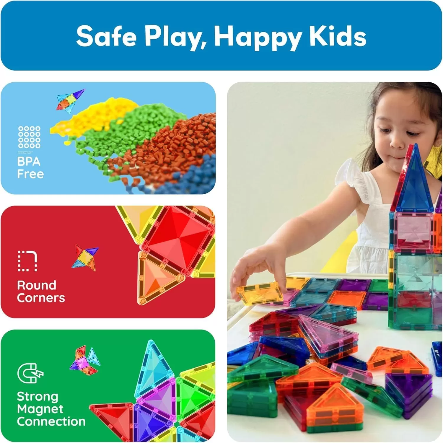 imagePicassoTiles Magnetic Tiles Building Blocks Mini Size Diamond Series Magnet Toys Travel Size OnTheGo Magnets Construction Sensory Toys Gifts Educational Set STEM Learning Kit Playset PTM40