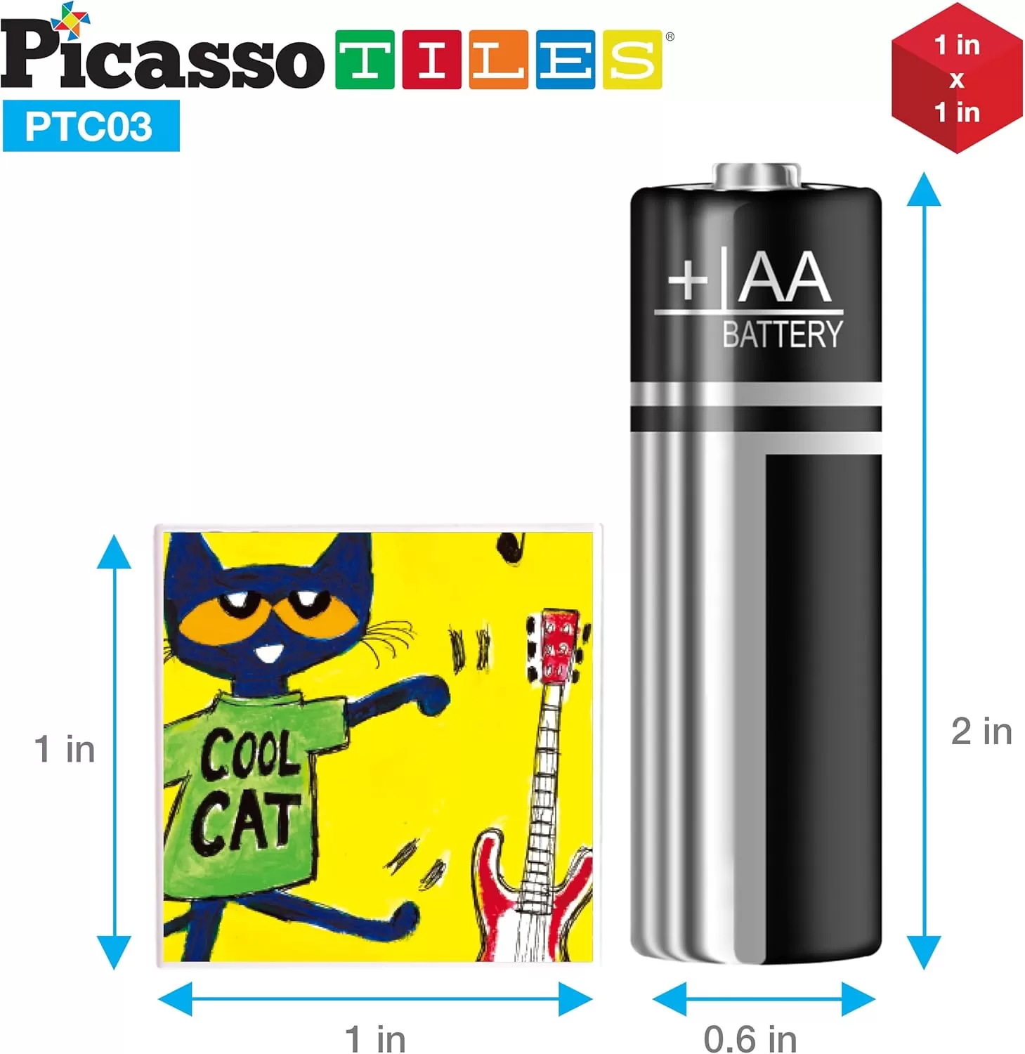 imagePicassoTiles Pete the Cat Magnet Puzzle Building Block Cubes 6 Cartoon Themed Brain Teaser Puzzles Mix and Match Magnetic Playset STEM Educational Toy Set Preschool Sensory Toys Toddlers Ages 3 PTC03
