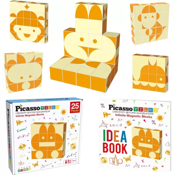 imagePicasso Cubes 25 Piece Magnetic Puzzle Game Magic Cube Puzzles Brain Teaser Set Kids Toy Magnet Pattern Block Matching Toys with Free Ideabook 150 Inspirations Included STEM Learning Early Education