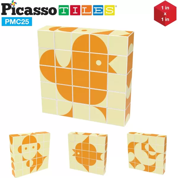 imagePicasso Cubes 25 Piece Magnetic Puzzle Game Magic Cube Puzzles Brain Teaser Set Kids Toy Magnet Pattern Block Matching Toys with Free Ideabook 150 Inspirations Included STEM Learning Early Education