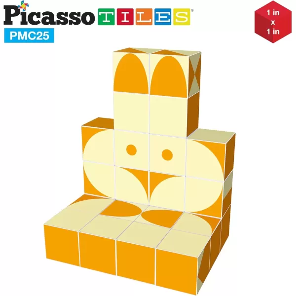 imagePicasso Cubes 25 Piece Magnetic Puzzle Game Magic Cube Puzzles Brain Teaser Set Kids Toy Magnet Pattern Block Matching Toys with Free Ideabook 150 Inspirations Included STEM Learning Early Education