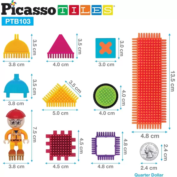 imagePicasso Toys PTB103 Alphabet ampamp Numerical Train 103pc Hedgehog Block Shape Blocks Building Tiles Set Construction Learning Toy Stacking Educational Block Creativity Beyond Imagination Inspirational
