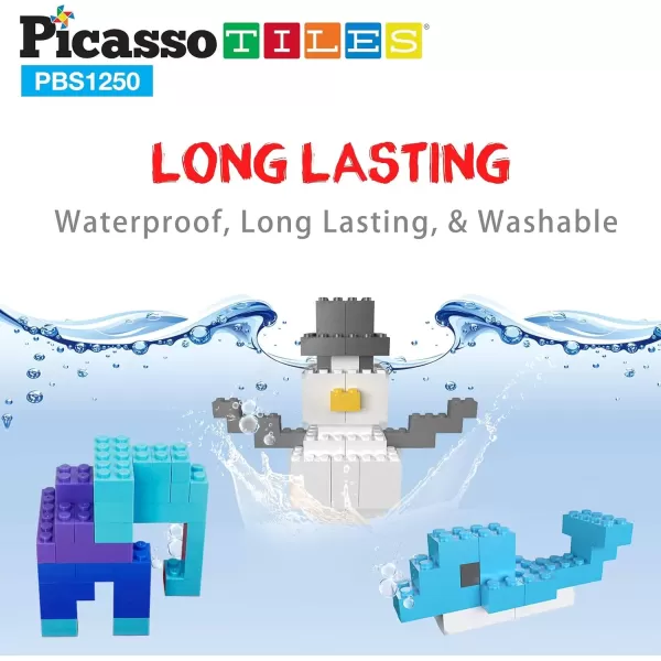 imagePicassoTiles 100 Piece Large Construction Brick Building Blocks STEM Bricks Toy Set Creative Learning Early Education Playset 5 Colors 4 Unique Shapes Mix ampamp Match Toys for Kids Boys Girls Child Age 3PBS1250