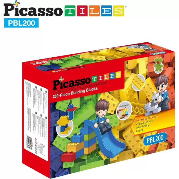 imagePicassoTiles 100 Piece Large Construction Brick Building Blocks STEM Bricks Toy Set Creative Learning Early Education Playset 5 Colors 4 Unique Shapes Mix ampamp Match Toys for Kids Boys Girls Child Age 3PBL200