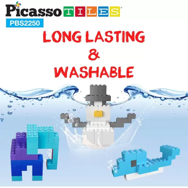 imagePicassoTiles 100 Piece Large Construction Brick Building Blocks STEM Bricks Toy Set Creative Learning Early Education Playset 5 Colors 4 Unique Shapes Mix ampamp Match Toys for Kids Boys Girls Child Age 3PBS2250