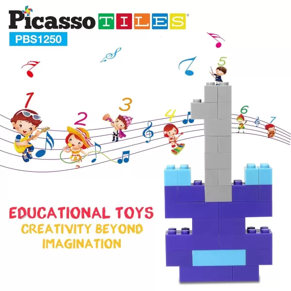 imagePicassoTiles 100 Piece Large Construction Brick Building Blocks STEM Bricks Toy Set Creative Learning Early Education Playset 5 Colors 4 Unique Shapes Mix ampamp Match Toys for Kids Boys Girls Child Age 3PBS1250